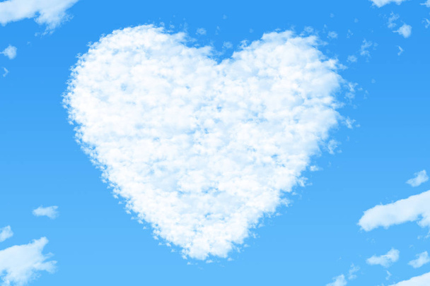 hearts shape clouds , love concept on blue sky - Photo, Image