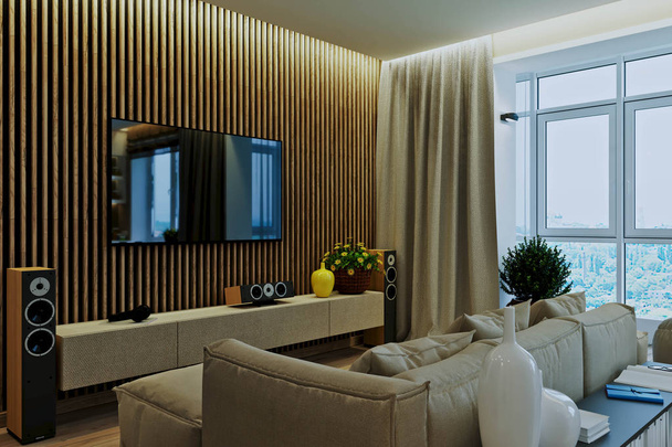 elegante interior moderno del apartamento con una hermosa vista
 - Foto, imagen