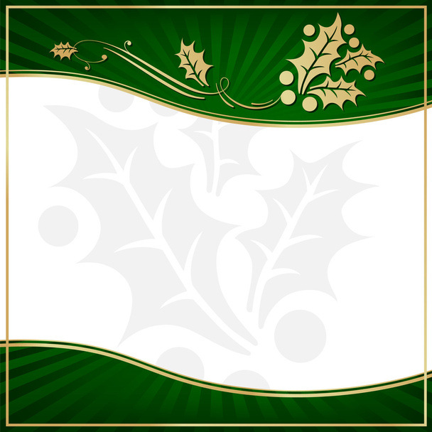 エキゾチックな緑ホリー飾られたギフト タグ - ベクター画像