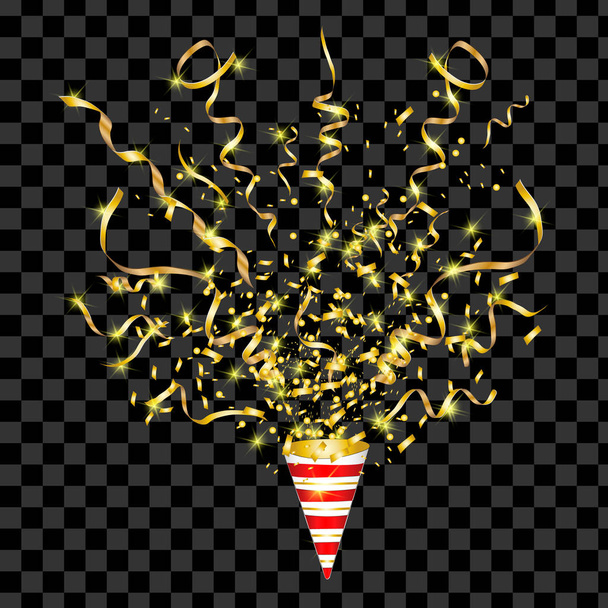 Vector confetti. Ilustração festiva. festa popper isolado no fundo preto
 - Vetor, Imagem