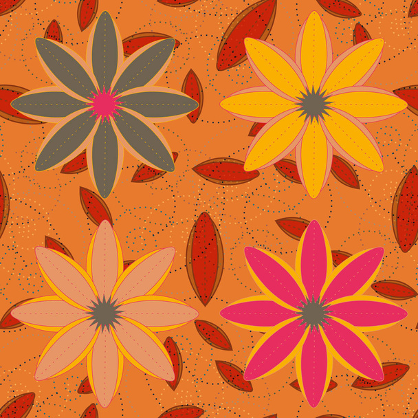 Geometric multicolor seamless pattern with flowers, vector illustration  - Vector, Image