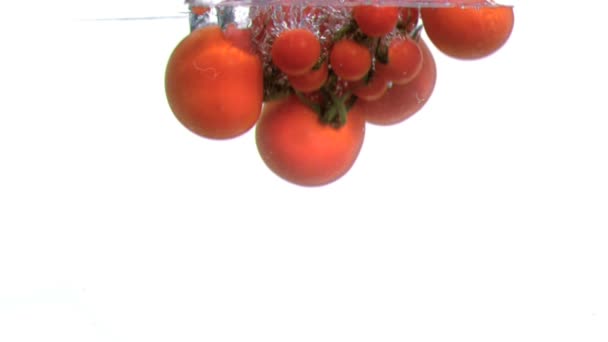 Tomatoes falling into water in super slow motion - Séquence, vidéo