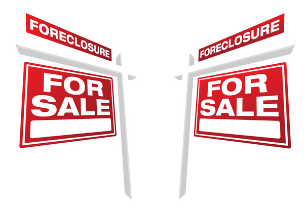 Dois sinais vermelhos da propriedade do Foreclosure
 - Vetor, Imagem