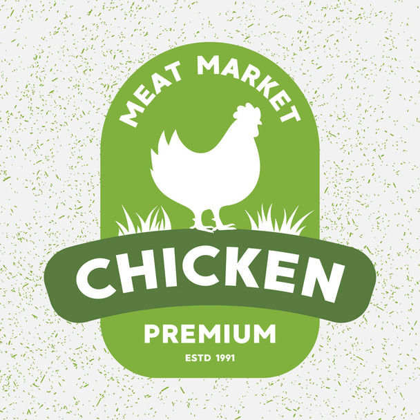 Logo poulet Premium. Étiquettes, badges et éléments de design. Style bio rétro. Illustration vectorielle
. - Vecteur, image
