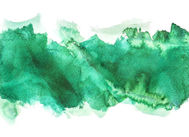 Green watercolor backgrounds, hand painting - Photo, Image