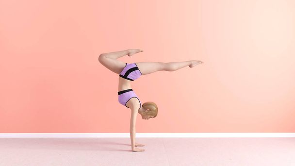 Hand Stand Yoga Pose Female Woman Demonstration Concept - 写真・画像