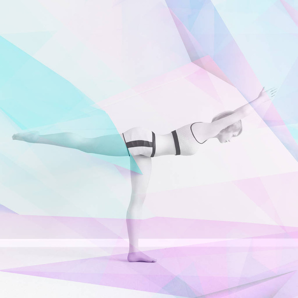 Yoga Brochure Template with Woman Performing Pose - Zdjęcie, obraz