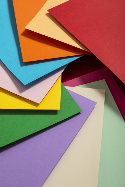 Vibrant colors palette paper design. Geometric shapes. Abstract multicolor paper composition. - 写真・画像