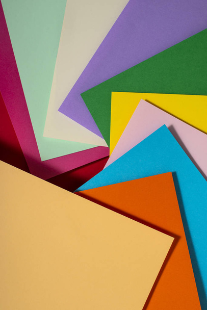 Vibrant colors palette paper design. Geometric shapes. Abstract multicolor paper composition. - Fotografie, Obrázek