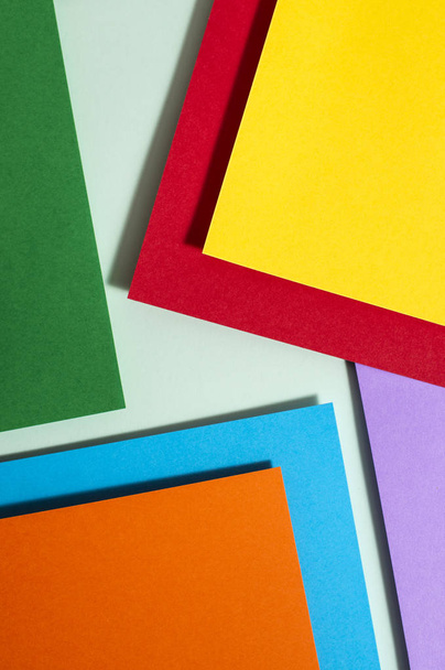 Vibrant colors palette paper design. Geometric shapes. Abstract multicolor paper composition. - Zdjęcie, obraz