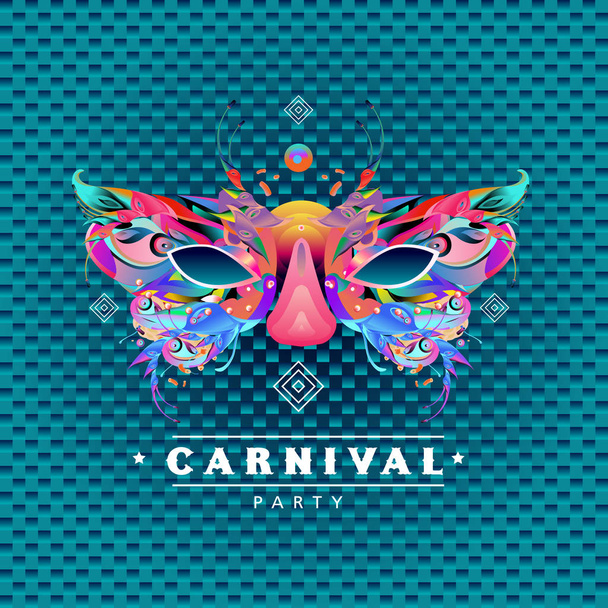 Vector Colorful Illustration of Carnival Mask for Mardi Gras Party and Celebration - Vector, Image