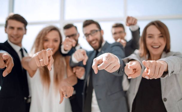close up.a group of young business people pointing at you - Photo, image