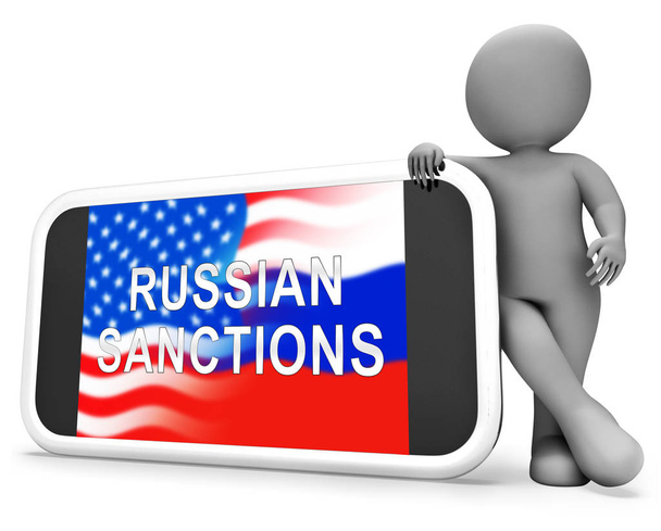 Trump Ρωσία Κυρώσεις Νομισματικό Εμπάργκο στη Ρωσική Ομοσπονδία. Εμπόριο και τραπεζικοί λογαριασμοί Πούτιν Περιορισμένη - 3d Εικονογράφηση - Φωτογραφία, εικόνα