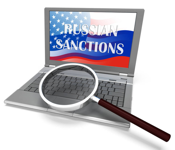 Trump Russia Sanzioni Bancarie Embargo sulla Federazione Russa. Putin Commercio e conti bancari limitati - Illustrazione 3d - Foto, immagini