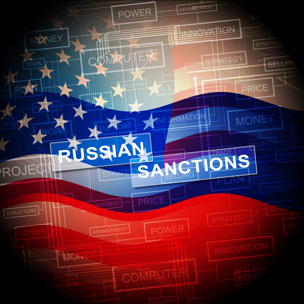 Trump verhängt Russland-Sanktionen gegen die Russische Föderation Putin Handel und Bankkonten eingeschränkt - 2d Illustration - Foto, Bild