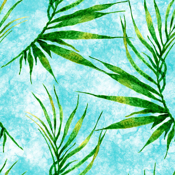 Tropical seamless pattern. Watercolor curved palm  - Foto, immagini