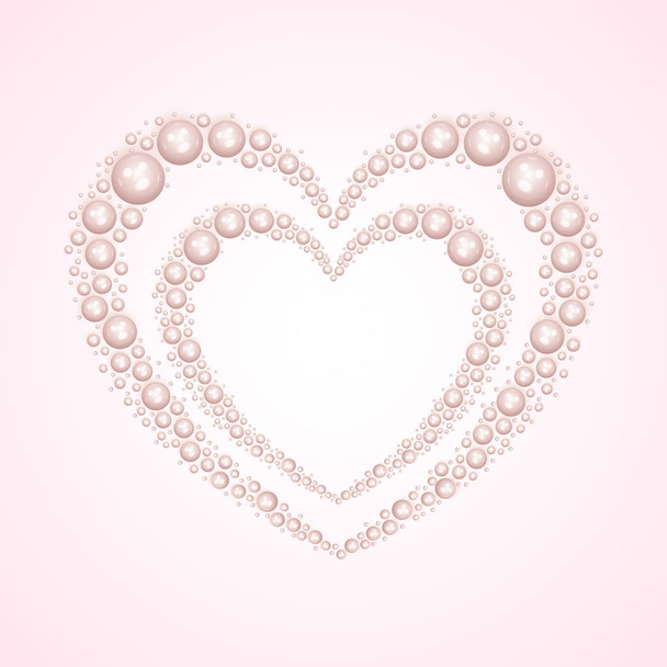 Creative heart made by pearls on glossy pink background for valentine's day celebration concept. - Вектор, зображення