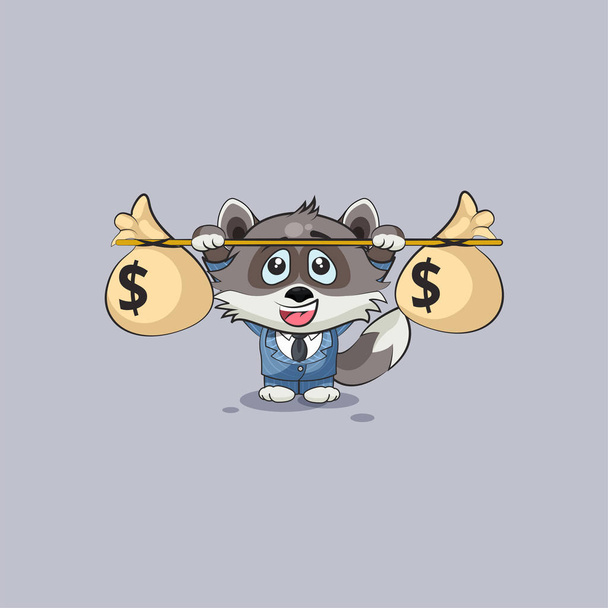lobo adesivo emoticon levanta sacos de barbell de dinheiro
 - Vetor, Imagem