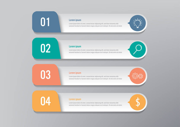 Business infographic template with 4 options, Abstract elements diagram or processes and business flat icon, Vector business template for presentation.Creative concept for infographic - Vector, Image