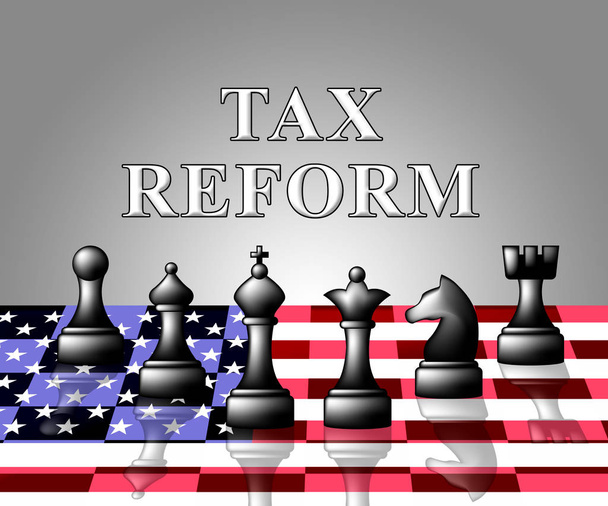 Trump reforma fiscal para mudar o sistema de tributação na América. GOP ou política financeira republicana mudou - ilustração 3d - Foto, Imagem