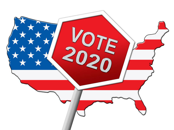 2020 Választás Amerikai Egyesült Államok Elnöki Szavazás Jelöltre. Egyesült Államok politikai népszavazási kampány - 2d Illusztráció - Fotó, kép