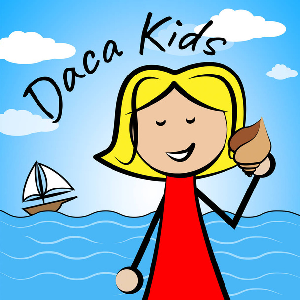 Daca Kids Dreamer Legislation For Us Immigration. Passport For Immigrant Children In The United States - 2d Illustration - Photo, Image