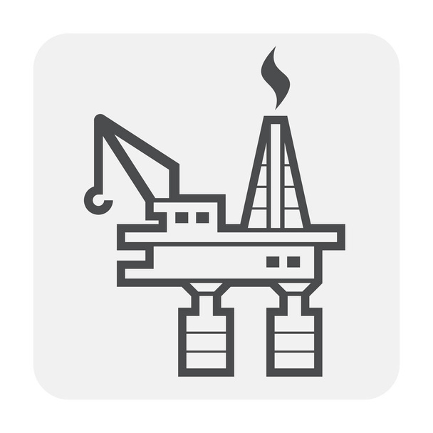 Oil rig icon design, black and outline. - Vector, imagen