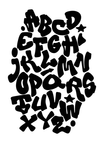 Graffiti hand lettering alphabet. Vector fon - Vector, imagen