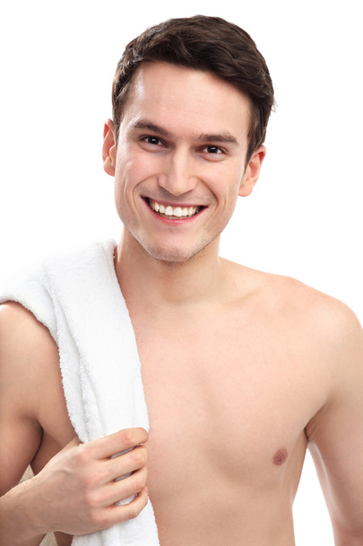 Smiling man with towel - Foto, immagini