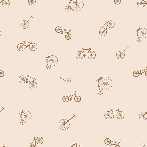 シームレスな自転車パターン。ベージュ色の背景に Isolared - ベクター画像