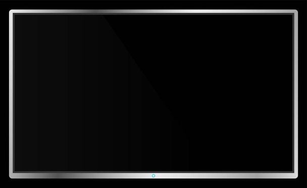 realistische moderne flache 4k tv Monitor isoliert auf schwarzem Hintergrund. leere Bildschirmvorlagen-Attrappe. leerer Kopierraum auf dem PC-Bildschirm. Vektorillustration - Vektor, Bild