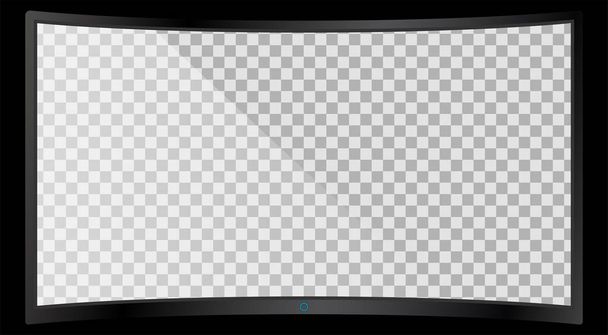 Réaliste moderne courbé moniteur de télévision 4k isolé sur fond noir. Modèle d'écran transparent vide maquette. Espace de copie vide sur l'écran du PC. Illustration vectorielle
 - Vecteur, image