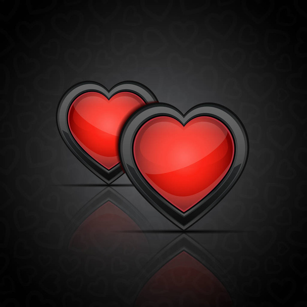 Background with glossy hearts. Vector illustration - Vector, Image