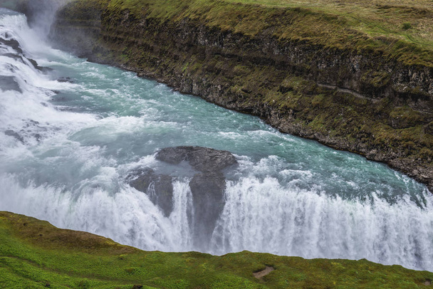 View on the Gullfoss waterfall in southwestern part of the Iceland - Φωτογραφία, εικόνα