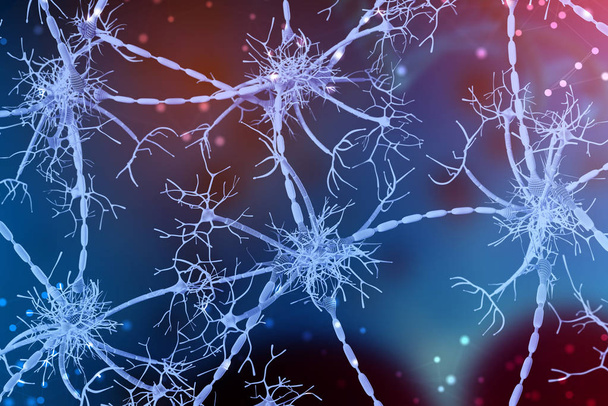 3D απεικόνιση των νευρωνικών δικτύων σε ψηφιακή φόντο. Η έννοια της τεχνητής νοημοσύνης - Φωτογραφία, εικόνα