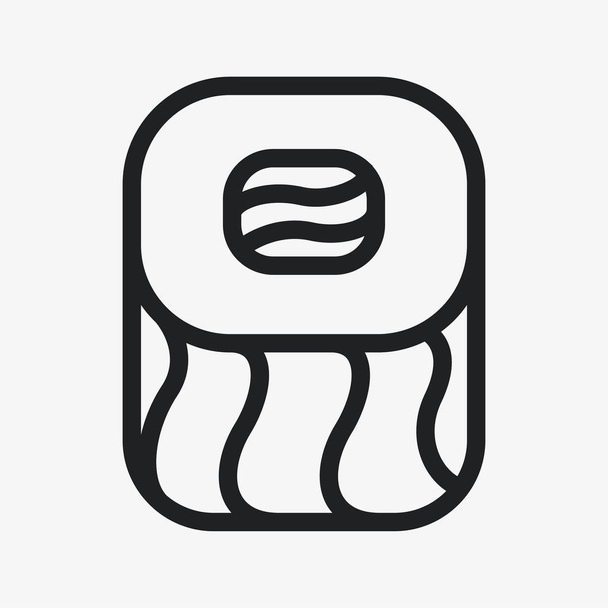 Japan Food Sushi Roll. Nori, Rice and Fish Asian Cuisine. Flat Line Stroke Icon Pictogram - ベクター画像
