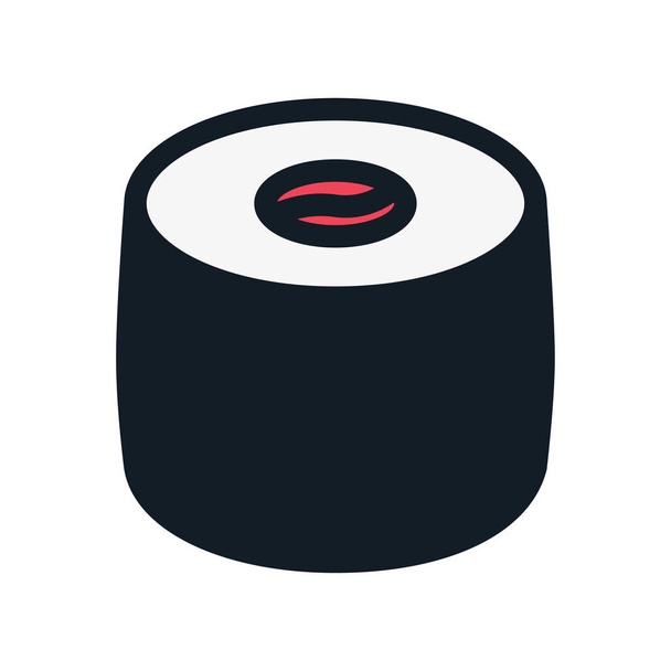 Japan Food Sushi Roll. Nori, Rice and Fish Asian Cuisine. Flat Color Line Stroke Icon Pictogram - ベクター画像