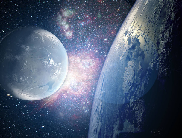 planetas creativos flotan en el espacio abierto cerca de la galaxia ib órbita de la tierra. Elementos de esta imagen proporcionados por NASA f
 - Foto, Imagen