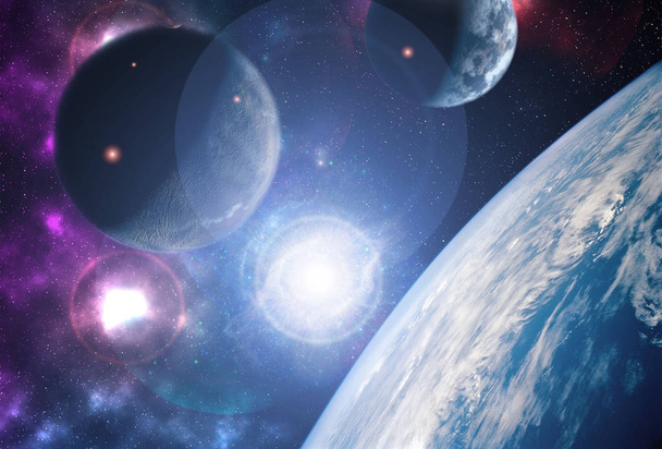 pianeti creativi galleggiano sullo spazio aperto vicino alla galassia ib orbita terrestre. Elementi di questa immagine forniti dalla NASA f
 - Foto, immagini