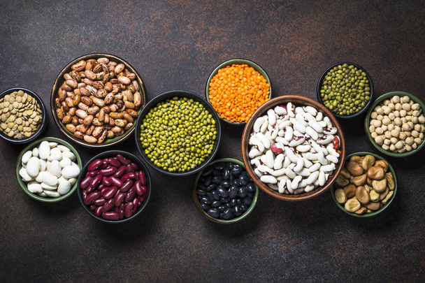 Legumes, lentils, chikpea and beans assortment. - Photo, Image