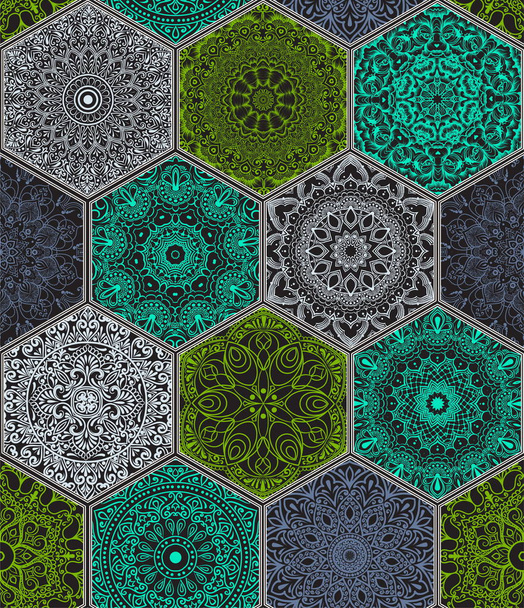 Muster im Stil farbenfroher floraler Patchwork - Vektor, Bild
