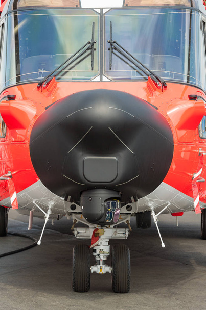 nose and undercarriage close-up of an emergency rescue helicopter - Foto, imagen