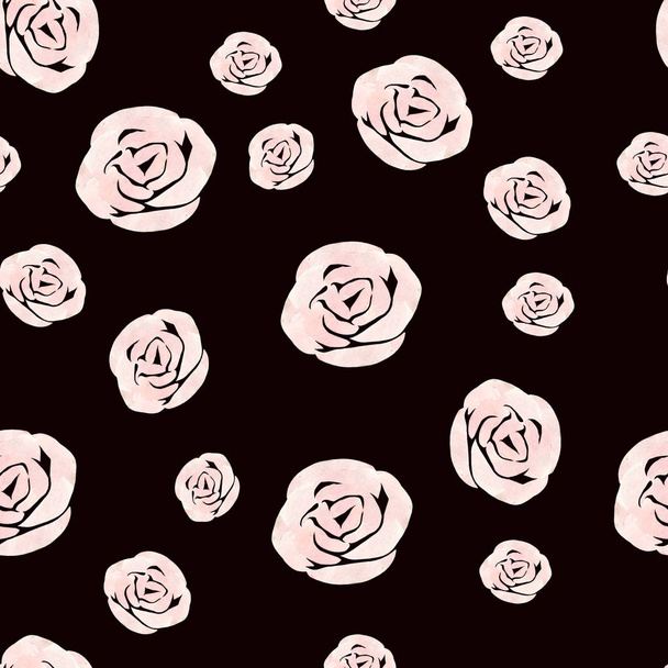 Piękny wzór akwarela z kwiatów róż.  - Zdjęcie, obraz