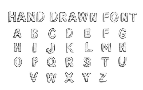 Complete Alphabet Set A-Z in doodle style. Vector illustration of Hand Drawn Font.  - Vector, imagen