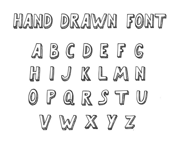Set alfabeto completo A-Z in stile doodle. Illustrazione vettoriale del carattere disegnato a mano
.  - Vettoriali, immagini