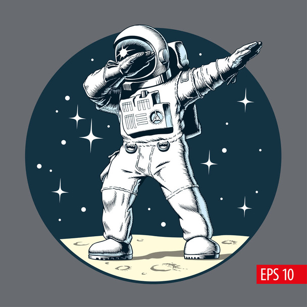 Dabbing astronaut on the moon, vector illustration. - Vector, Image