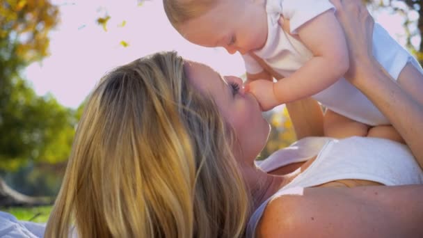 Tender Mom Kissing her Baby Son - Footage, Video