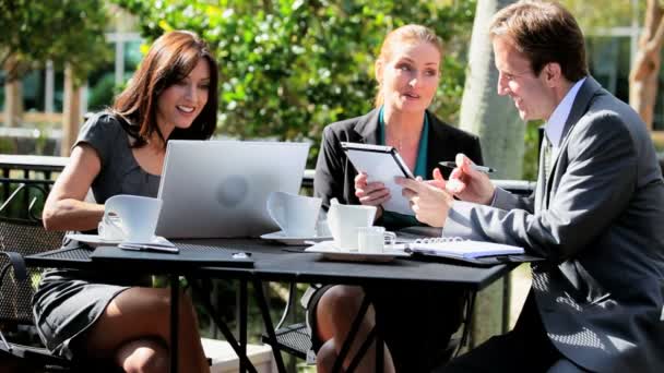 Business Colleagues Informal Working Meeting Outdoors - Footage, Video