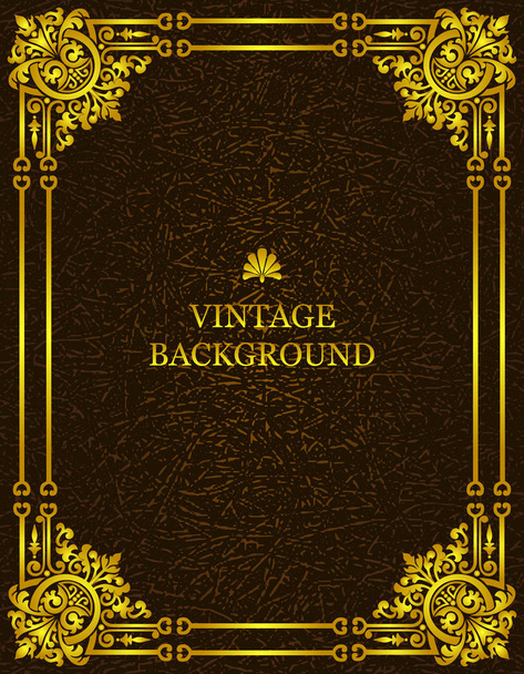 Vector vintage old  background with royal gold pattern frame as a template to create book covers, greeting cards, invitations, backdrops, posters. - Vettoriali, immagini