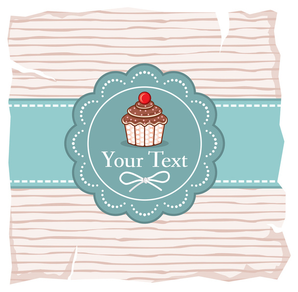 Cute cupcake gift card - Vector, Image